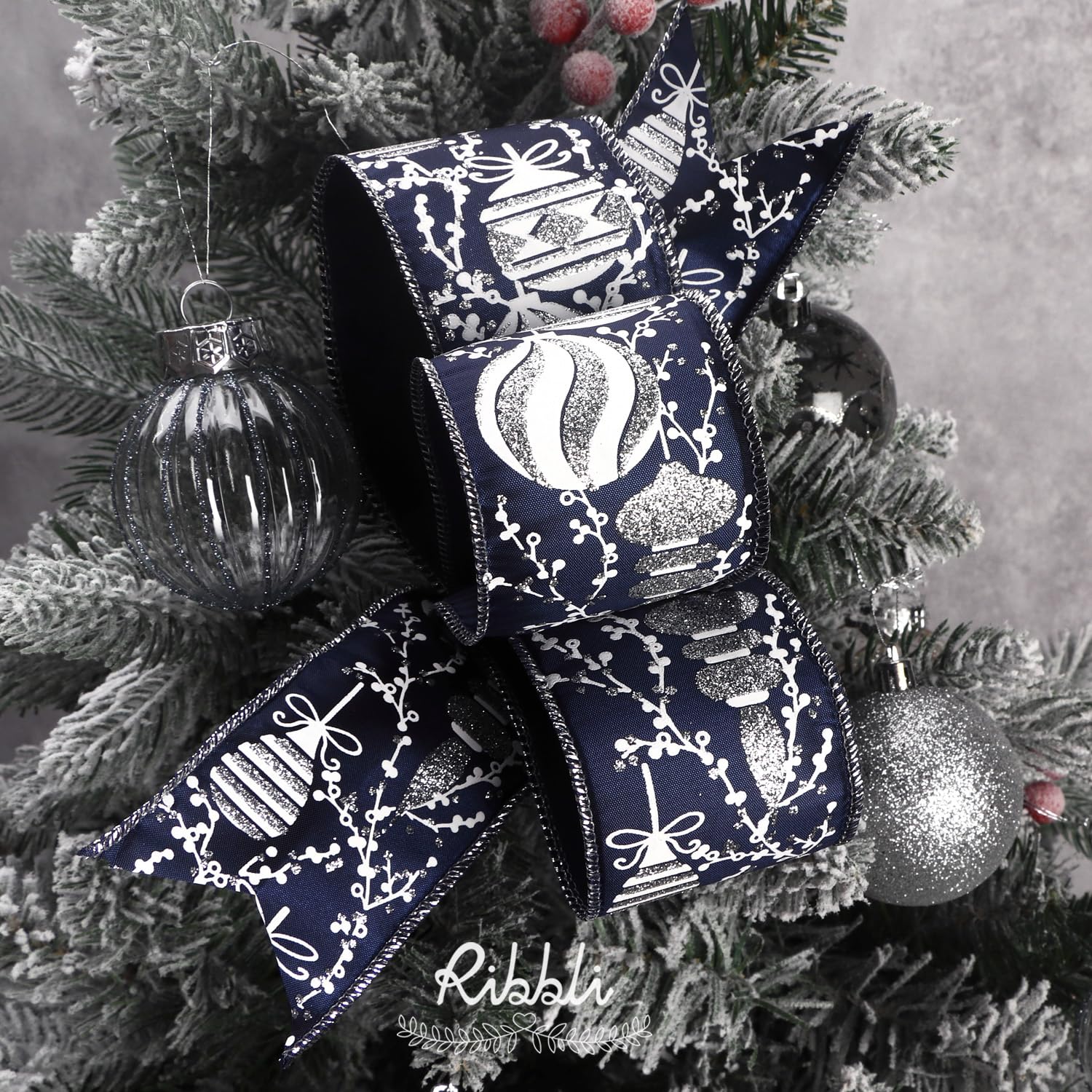 クリスマス スワッグ ネイビーリボン 【公式通販】